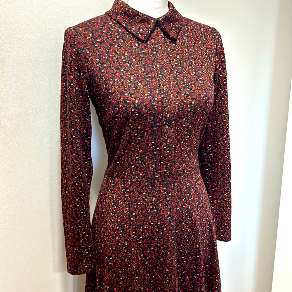 JET by John Eshaya Womens Micro Floral Fit & Flare MIDI Dress Long Sleeve - Picture 3 of 8
